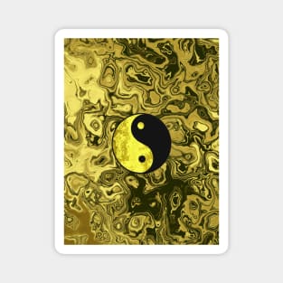 Gold Black, Yin Yang Symbol Magnet