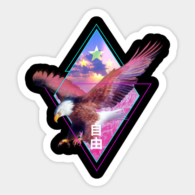 American Bald Eagle Vaporwave Aesthetic Patriots Celebrate Freedom Bald Eagle America Sticker Teepublic