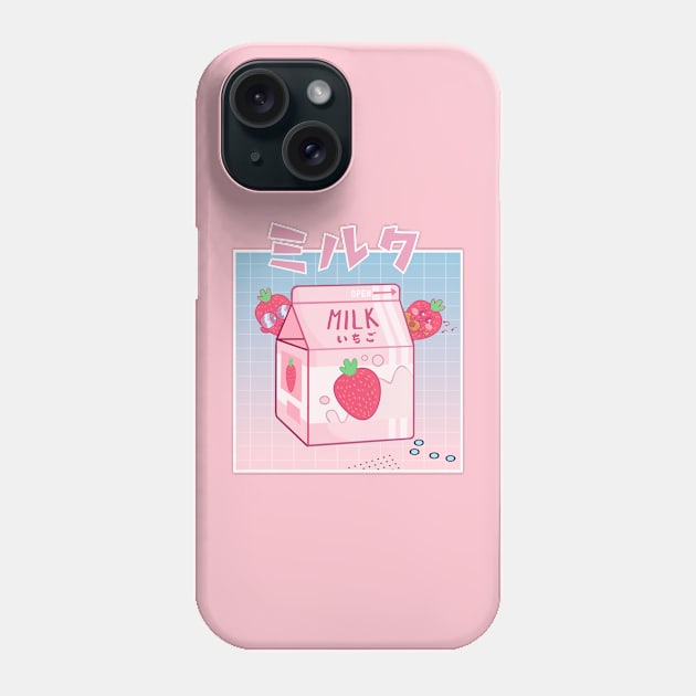 90s japanese aesthetics retro strawberry milk shake anime kawaii Phone Case by geekmethat