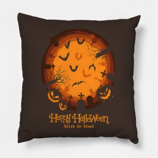 Halloween Lit Cemetery Pillow