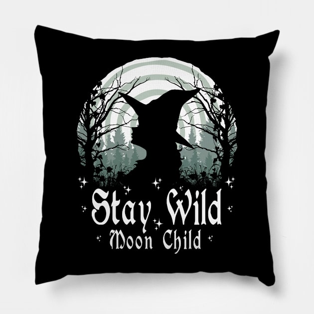 Stay Wild Moon Child Pillow by ShirtFace