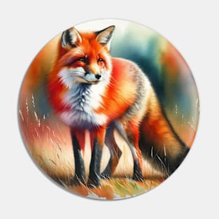Autumn Whisper: Enchanting Red Fox Watercolor Pin