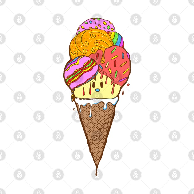 Rainbow Cute Ice Cream Cone by kenallouis