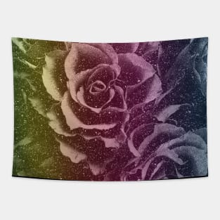 rainbow roses mask pattern floral flower vintage design Tapestry