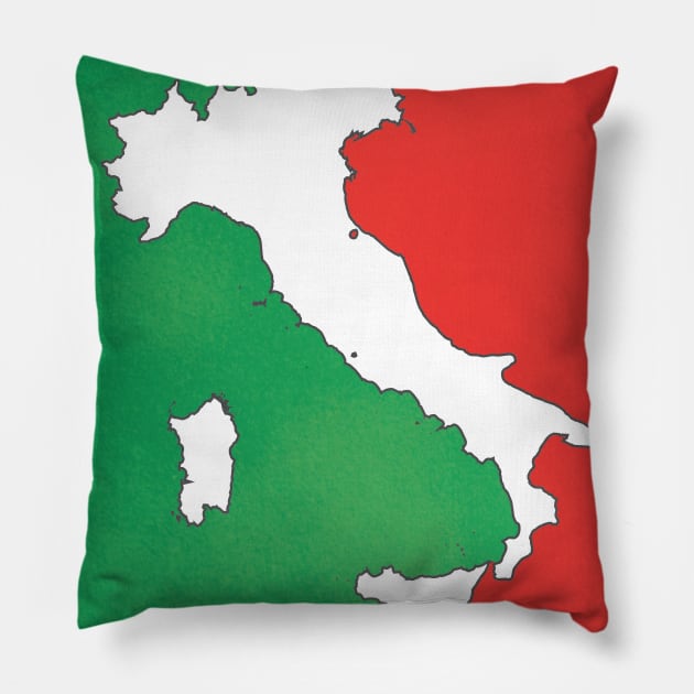 Italy map in Italian flag colors distressed style Pillow by Finji