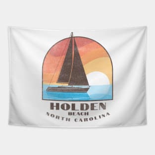 Holden Beach, NC Sailboat - Distressed Vintage 70s Tapestry