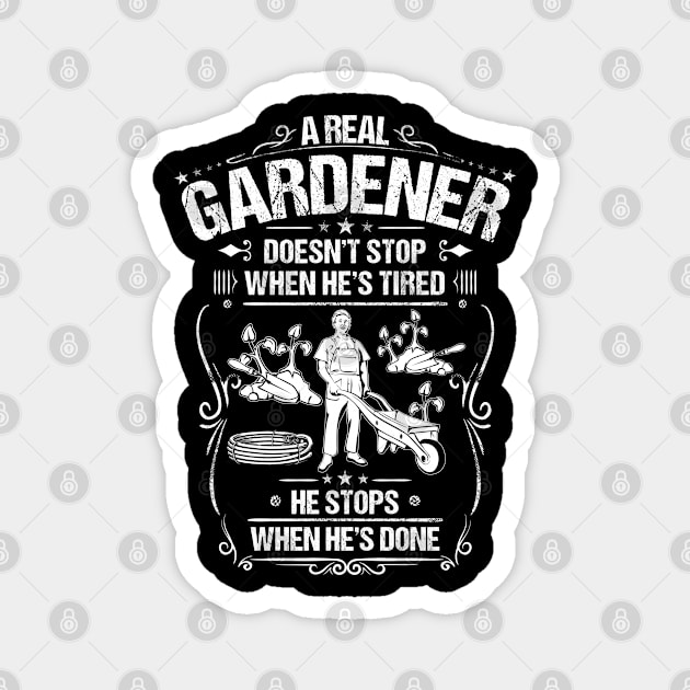 Gardener Gardening Garden Tired Gift Present Magnet by Krautshirts