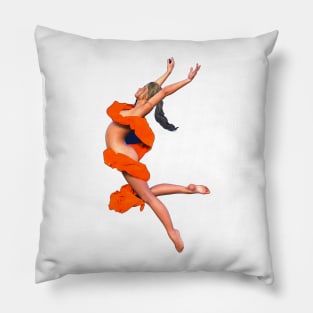 Woman girl dancer leaping in air Pillow