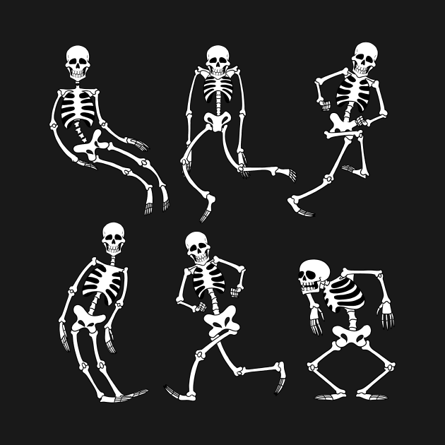 Retro Skeletons Cartoon Dancing at Halloween Party by Juandamurai