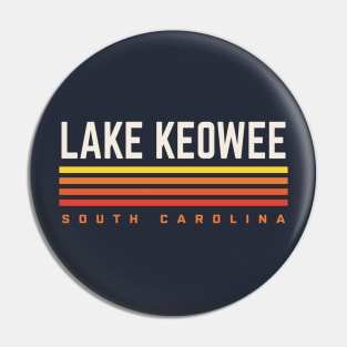 Lake Keowee South Carolina Retro Vintage Stripes Pin