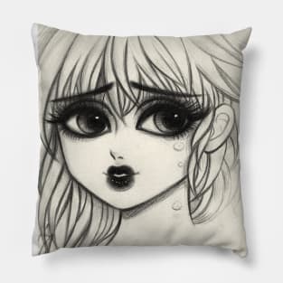 Portrait of crying girl Pillow