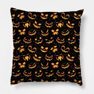 Halloween Pumpkins Creepy faces Art Pillow