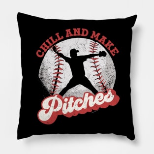 Chill And Make Pitches, Graphic Baseball Tee Pillow