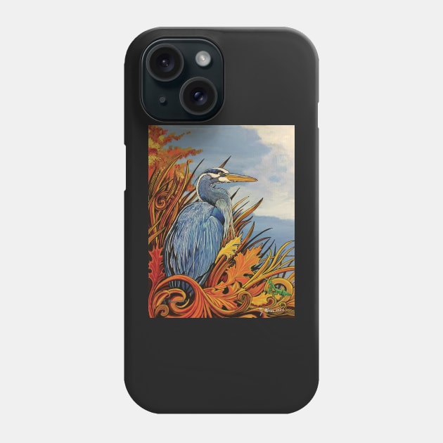 Fall Colors Blue Heron Phone Case by SunnyDaysNH