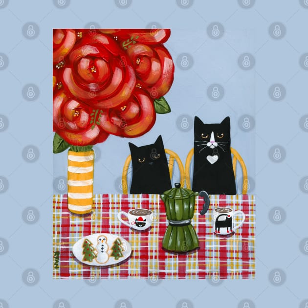 Christmas French Press Cats by KilkennyCat Art