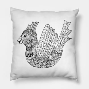 Chicken black graphic art work Pillow