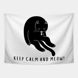 Cool Black Cat/ KEEP CALM AND MEOW! Tapestry