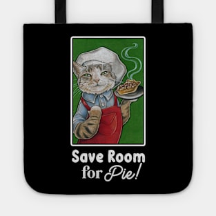 Cat Baker - Save Room For Pie - White Outlined Version Tote