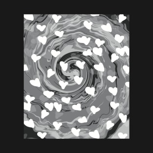 Valentine’s Day Greyscale Liquid Swirls Retro Pattern T-Shirt