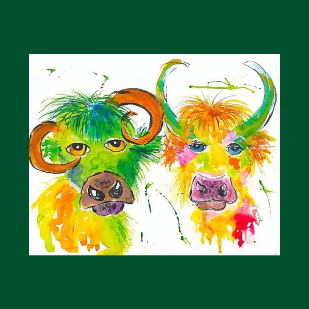 Quirky Colourful Bulls by Casimirasquirkyart