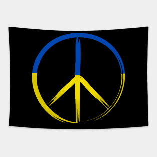 Ukrainian Flag Peace Sign Tapestry