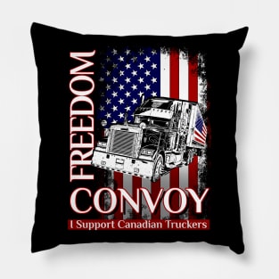 Us trucking - US flag with truck Canadian Support Convoy 2022 truckers Pillow