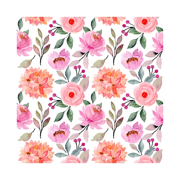 Rose Botanic Floral Watercolor Flower Pattern by jodotodesign