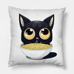 Kawaii Cute Anime Cat Otaku Japanese Ramen Noodles - Cat Lover Pillow