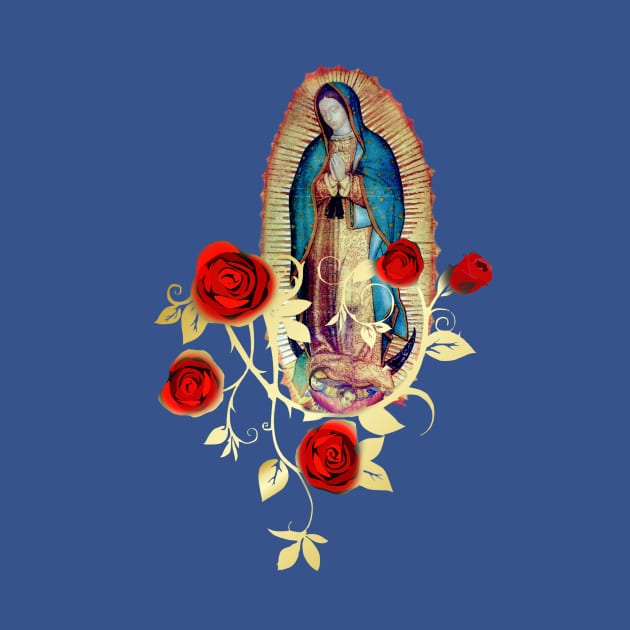 Our Lady of Guadalupe Virgen Maria Tilma Red Roses 120 by hispanicworld