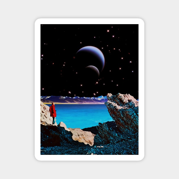 Blue Planet - Space Collage, Retro Futurism, Sci-Fi Magnet by jessgaspar