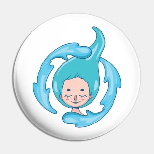 Stylized girl depicting the water element Pin