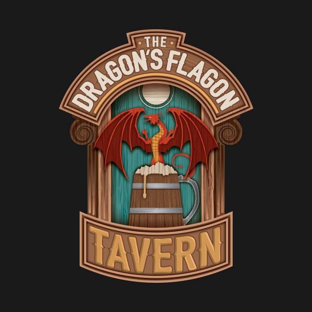 The Dragon's Flagon Tavern Dungeons and Dragons by Natural 20 Shirts