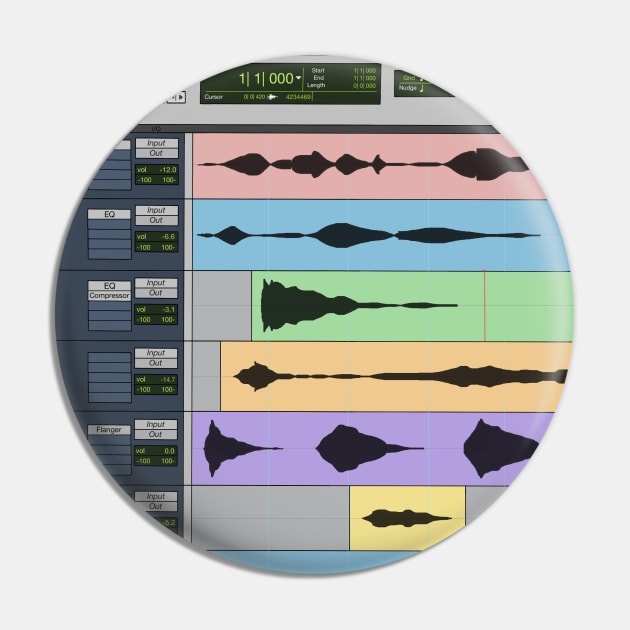 Audio Engineer Pro Tools DAW Musician Recording Program Home Studio Gift Pin by blueversion