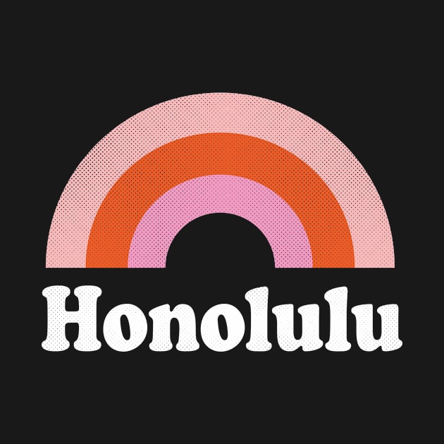 Honolulu, Hawaii - HI Retro Rainbow and Text by thepatriotshop