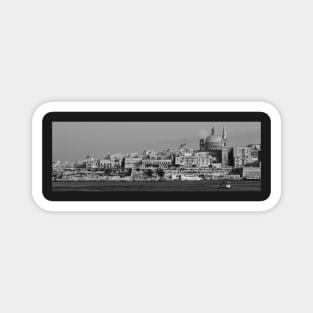 Valetta Panorama over Marsmaxett Harbor, Malta. BW Magnet