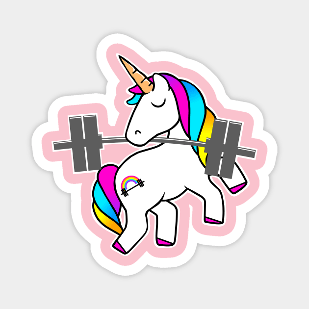 fitness unicorn, gym girl, fitness girl, barbell unicorn Magnet by TimAddisonArt