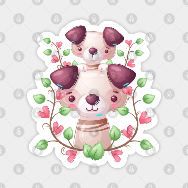 Cute Dog Family Magnet by P-ashion Tee