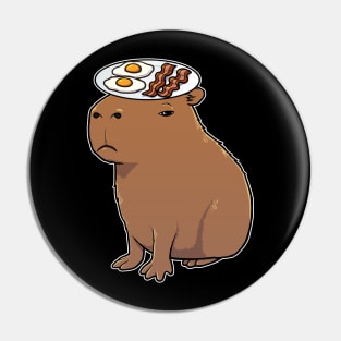 Capybara with Bacon and Eggs on its head Pin