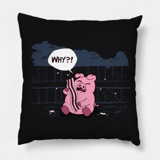 Funny Bacon Crying Pig Cartoon Gift For Bacon Lovers Pillow