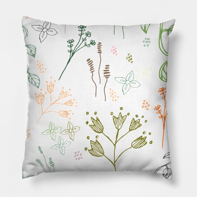 Hand drawn flowers Pillow by justme321