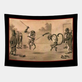 Vintage Monkey Sword-Fight - Maurice Boulanger Tapestry