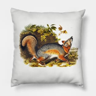 RED GREY FOX AMONG LEAVES Pillow