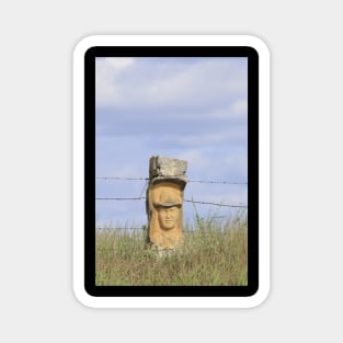 Stone Post Fence Carving on the Kansas Prairie Magnet