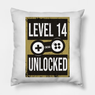 'Level 14 Unlocked' Funny Video Gamer Gift Pillow