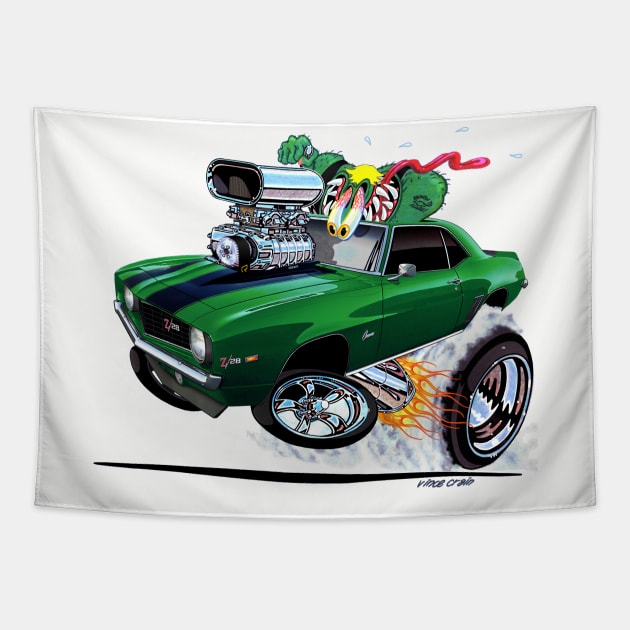 Z RATED 69 Camaro Green Tapestry by vincecrain