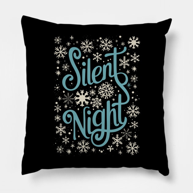 Silent Night - Cute Christmas Snowflakes Pillow by TwistedCharm