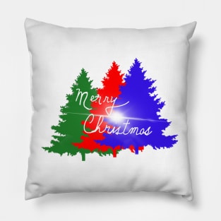 Merry Christmas on Three Trees Pillow