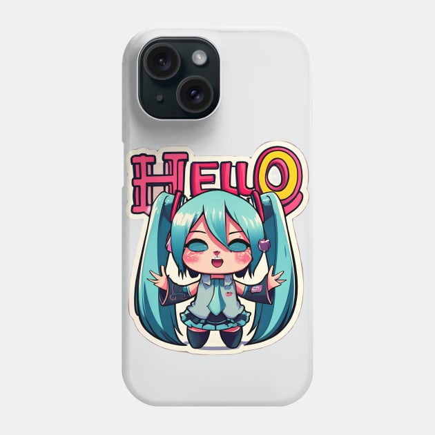 Cute Anime Blue Hair Hello Phone Case by culturageek