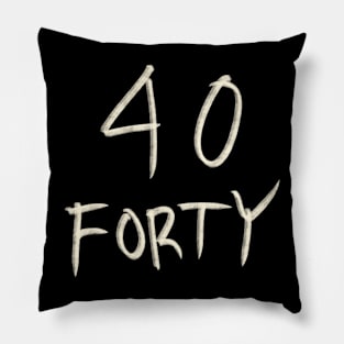 Hand Drawn Letter Number 40 Forty Pillow