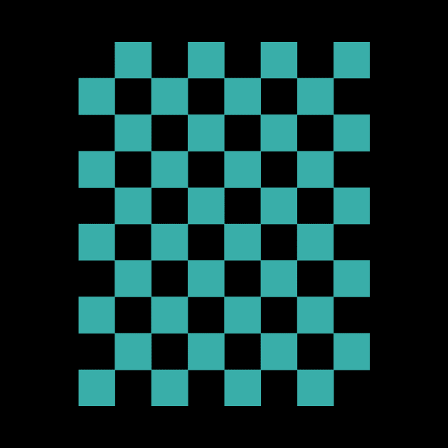 Pearl Aqua and Black Chessboard Pattern by californiapattern 